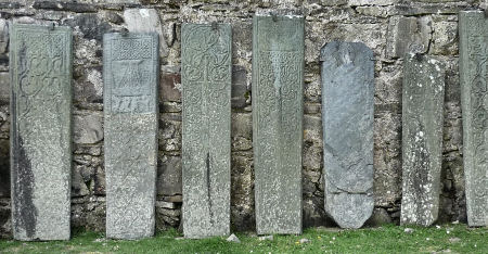 Carved stone slabs from medieval times